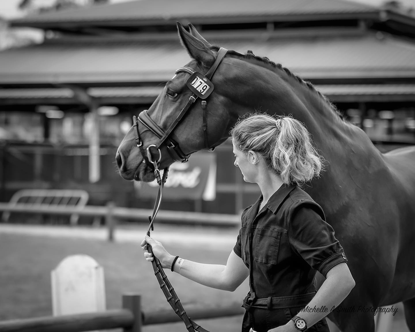 Hazel Shannon leading a horse